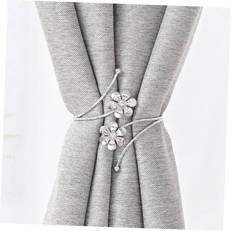 6 Pcs Curtain Ring Alloy Decorations Pattern Stylish Exaggerated Metal Flower Armband Set With Diamonds