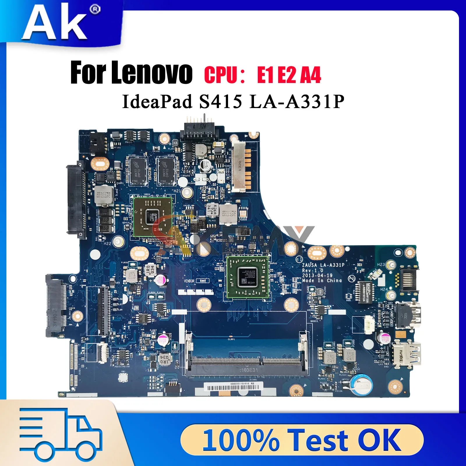 

LA-A331P для Lenovo Ideapad S415 с процессором EM3800 UMA, материнская плата для ноутбука, 100% протестировано, ОК