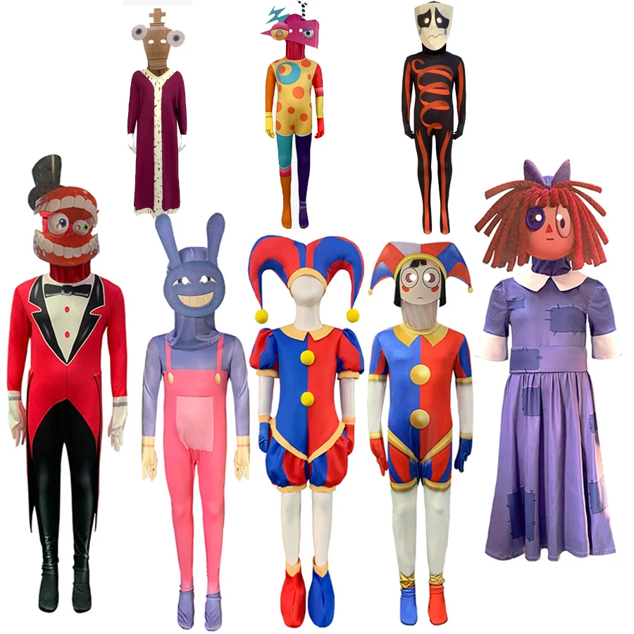 The Amazing Digital Circus Cosplay Costumes Pomni Clown tuta Ragatha Jax Cartoon Cosplay Kids Costume Halloween Christmas