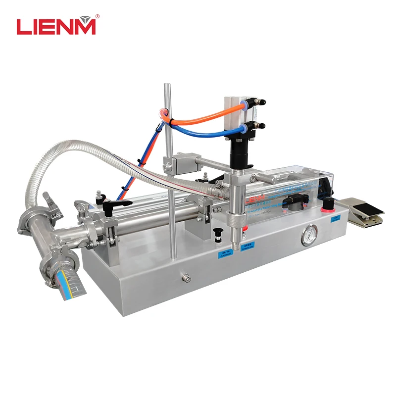 Máquina de llenado de detergente líquido neumático, llenado de botellas de pasta de crema y líquido Horizontal semiautomático, 2 boquillas