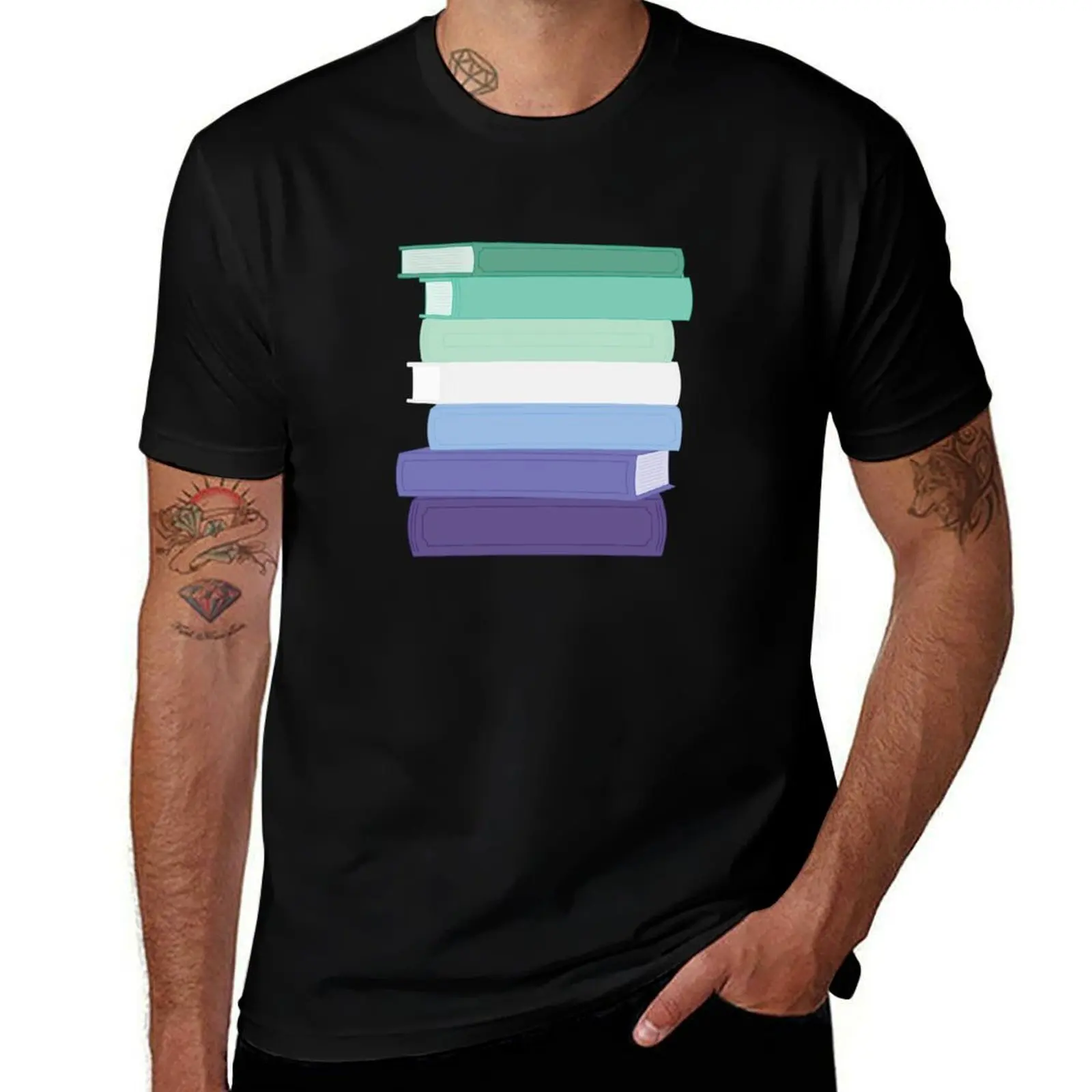 

Gay Stack of Books T-Shirt boys whites vintage anime stuff heavyweight t shirts for men
