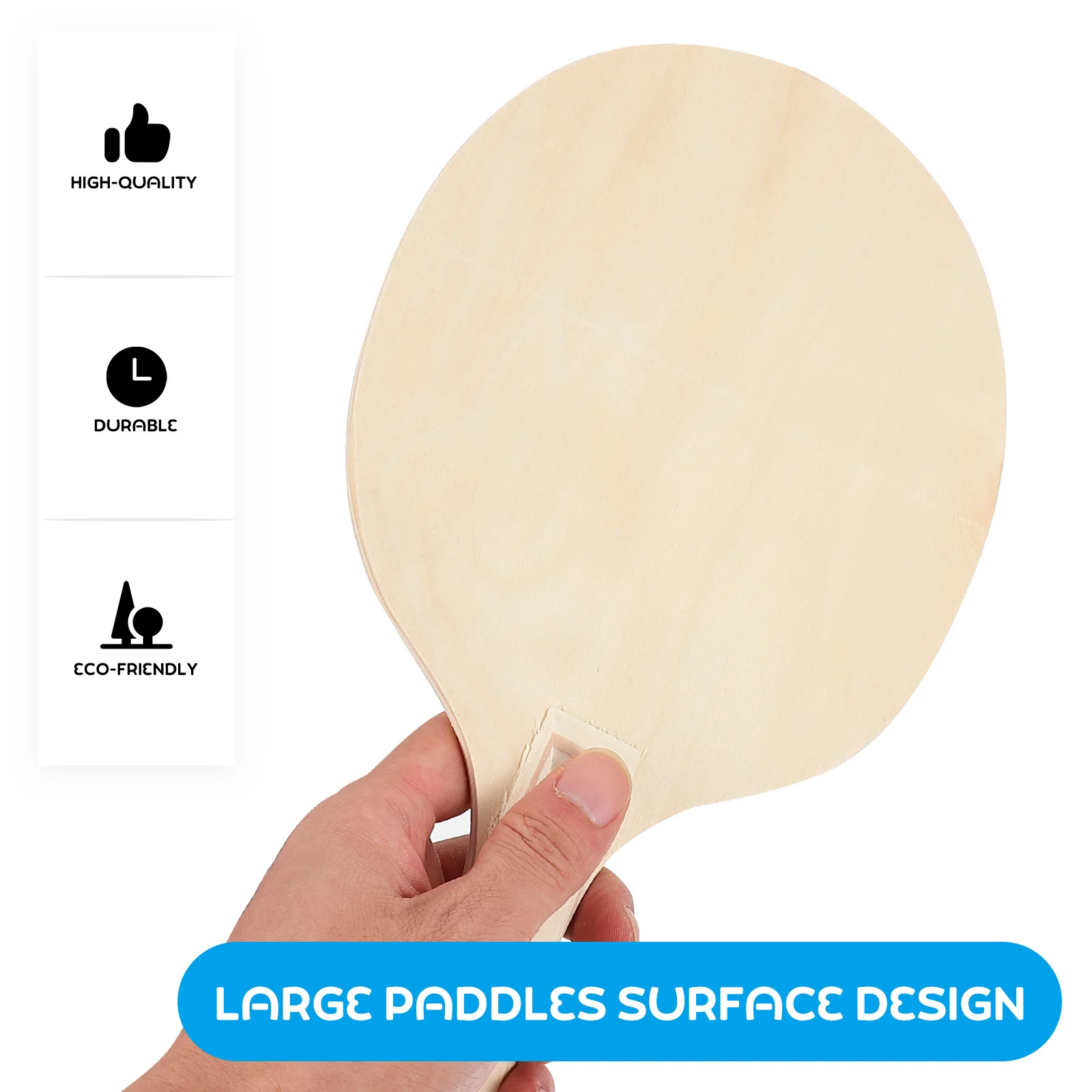 

4pcs Ball Paddles Set Light Brown Solid Wood Paddles Large Surface Control Durable No Burr Outdoor Beach Rackets Table Tennis