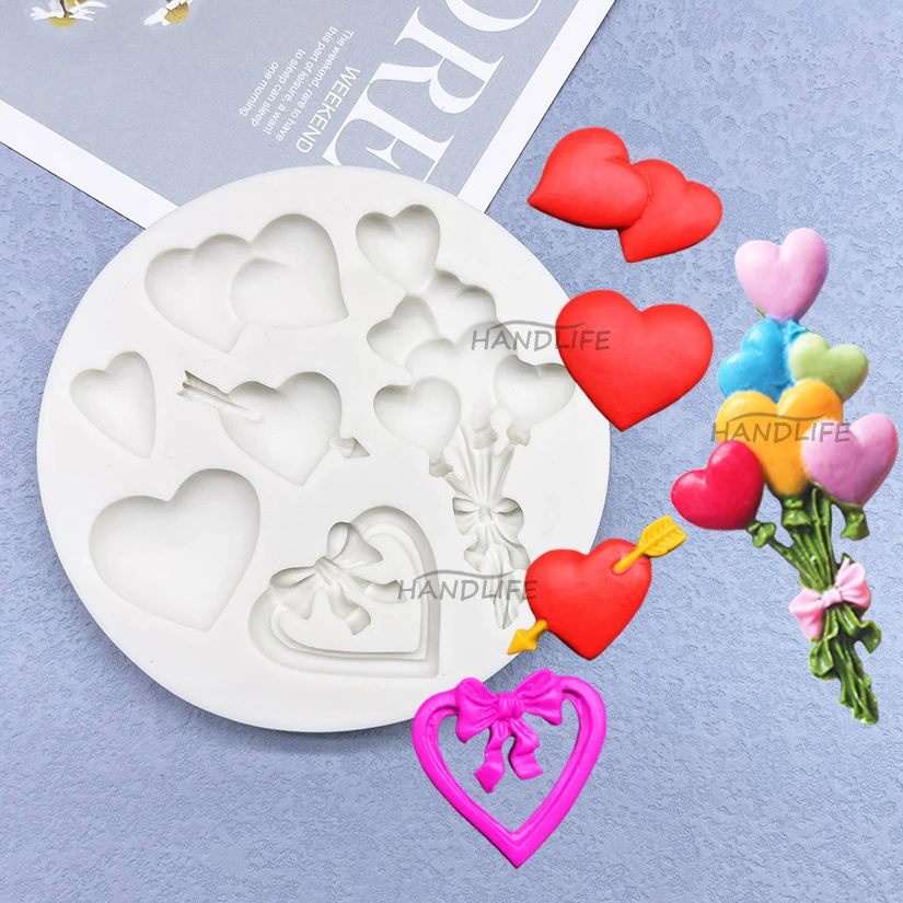 Heart Balloon Silicone Sugarcraft Mold Resin Tools Cupcake Baking Mould Fondant Cake Decorating Tools