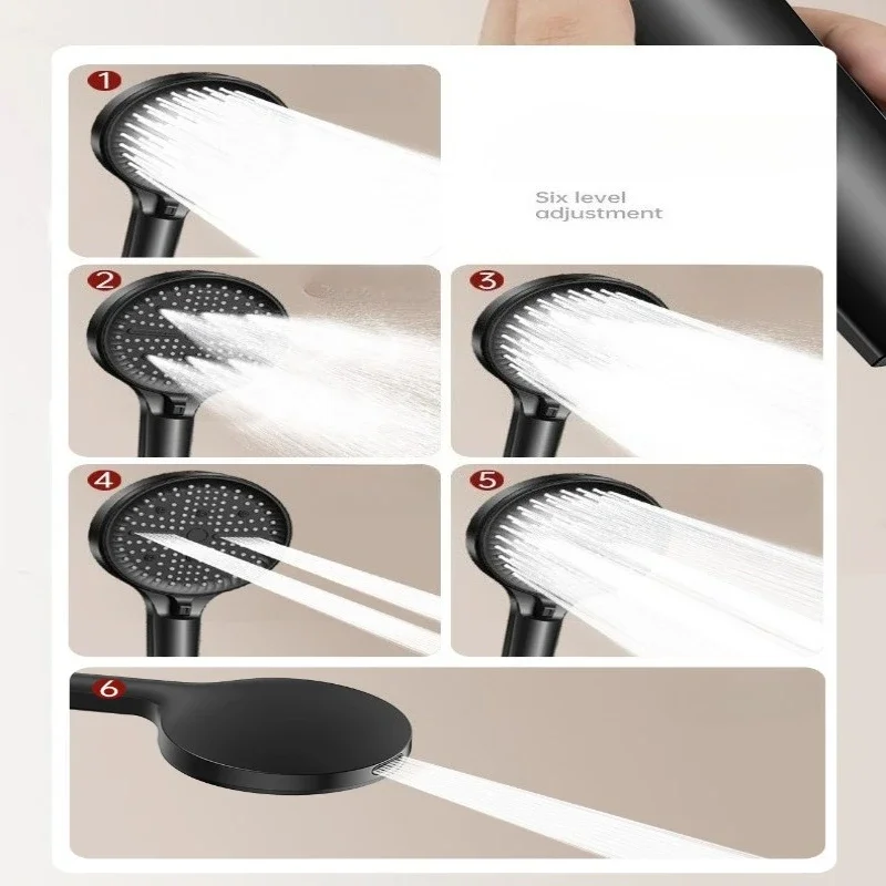 Black household pressurized shower head, large water output bathroom shower shower head