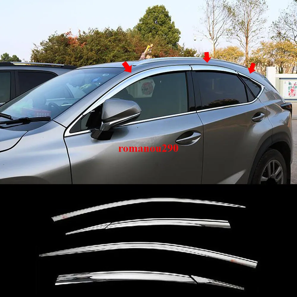 6X For Lexus NX200t 300 2015-2020 Chrome Window Visor Vent Shades Sun Rain Guard