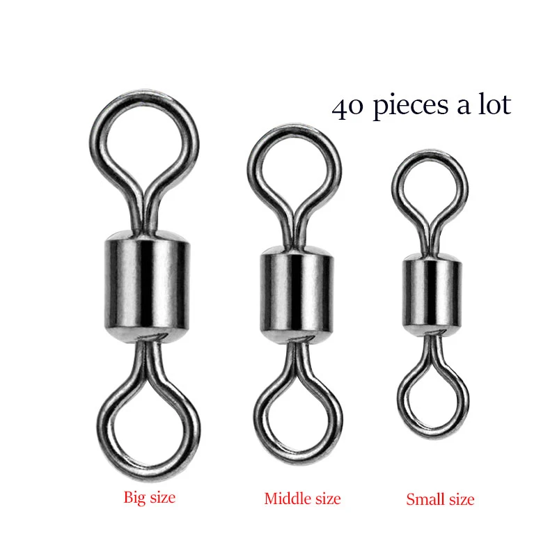 40pcs/lot Stainless Steel 8 Shape Ring High Quality Fishing Tool Swivels Connectors for Crucian Carp Fishing Tool Tackle