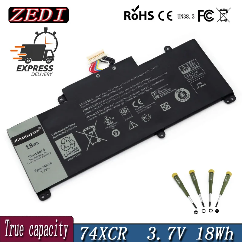 ZEDI 74XCR 074XCR Laptop Battery For DELL Venue 8 Pro 5830 T01D VXGP6 X1M2Y Tablet Series 3.7V 18WH