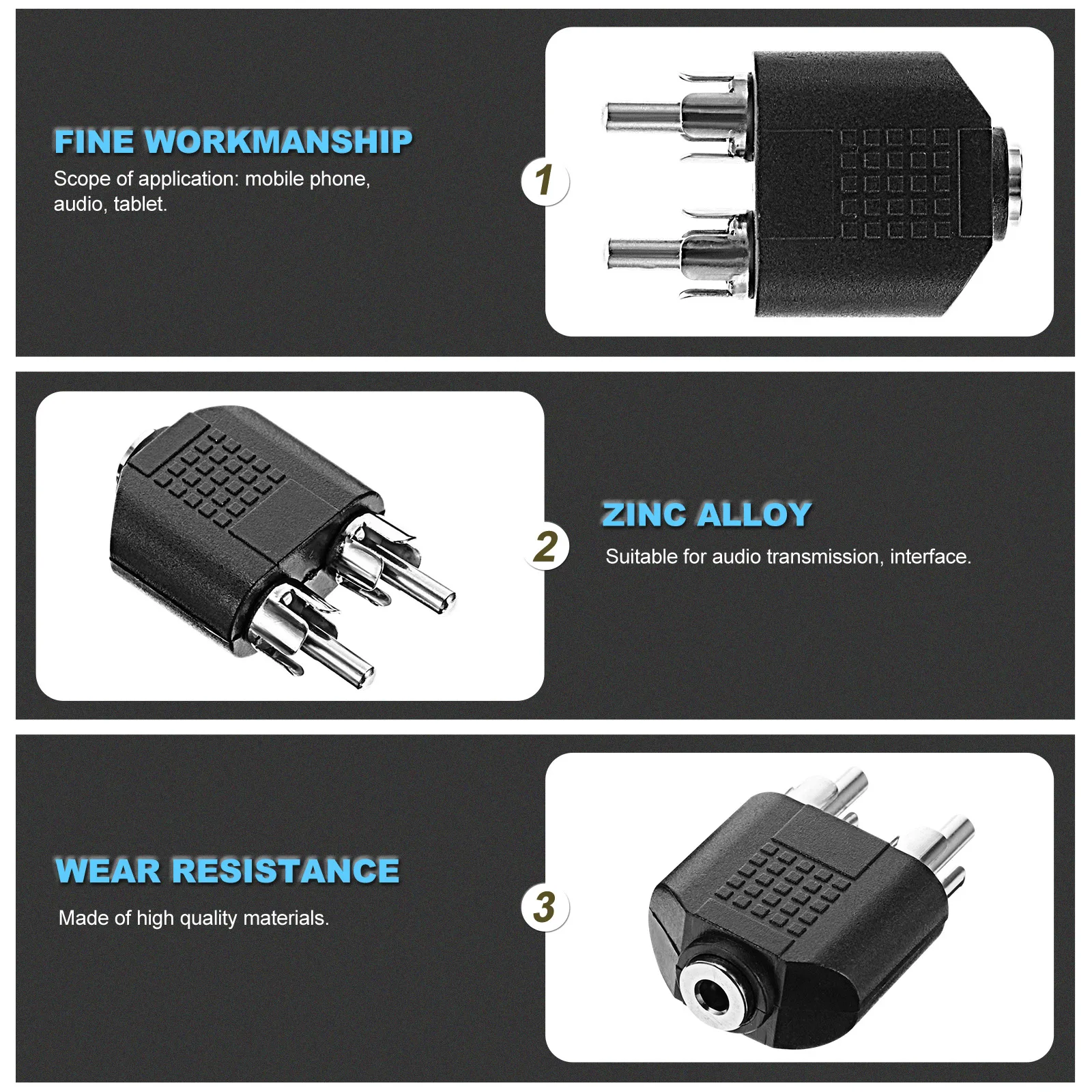 

8pcs Splitter Connector Gold Plated Alloy Audio Adapter No-Noise Signal Transmission for Microphone Mixer Subwoofer