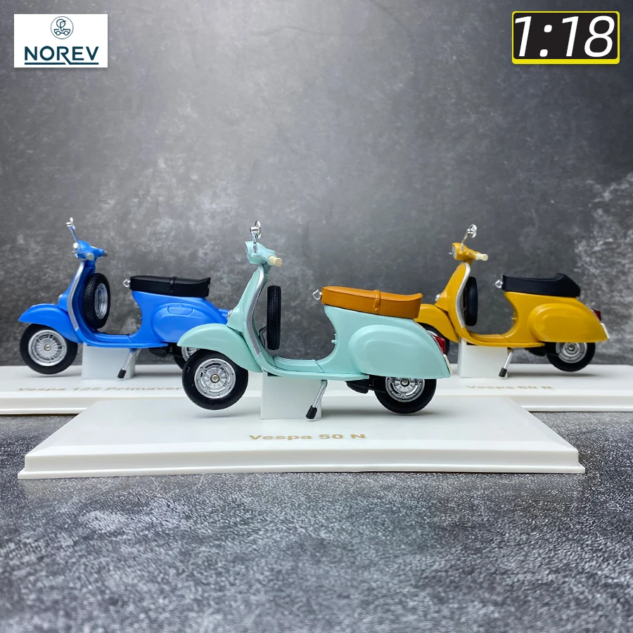 NOREV 1/18 scale new Vespa 50 R 50 N 125 Primavera motorcycle model static display for holiday gift collection