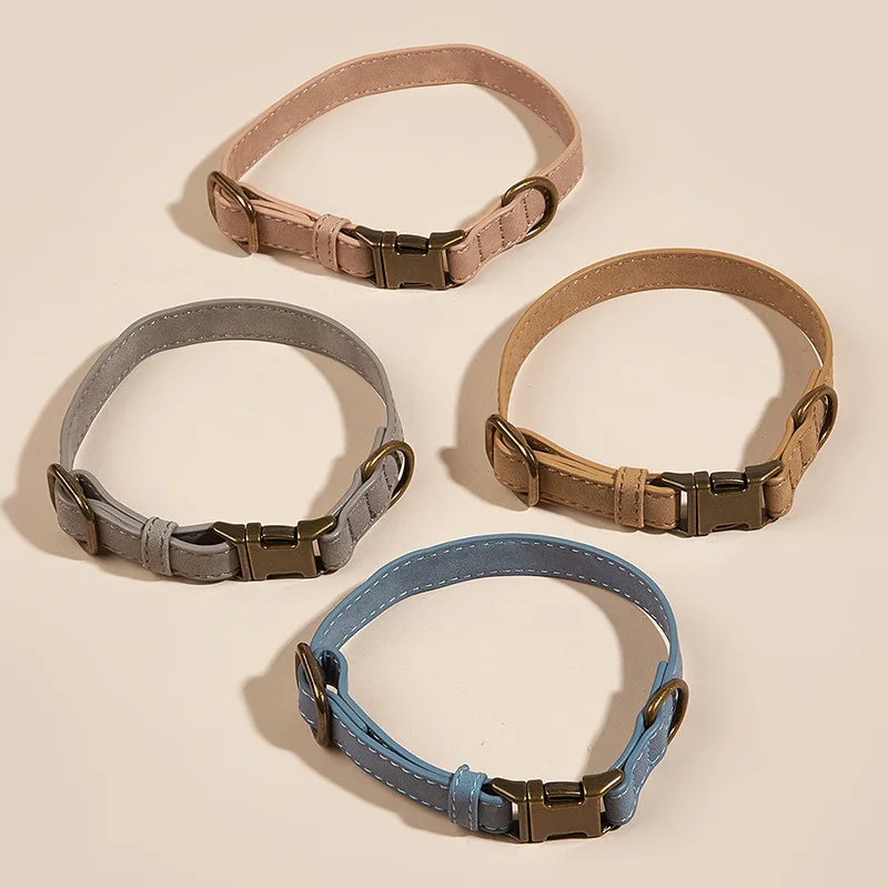 1Pcs Adjustable Matte PU Leather Collar for Cats & Small Dogs