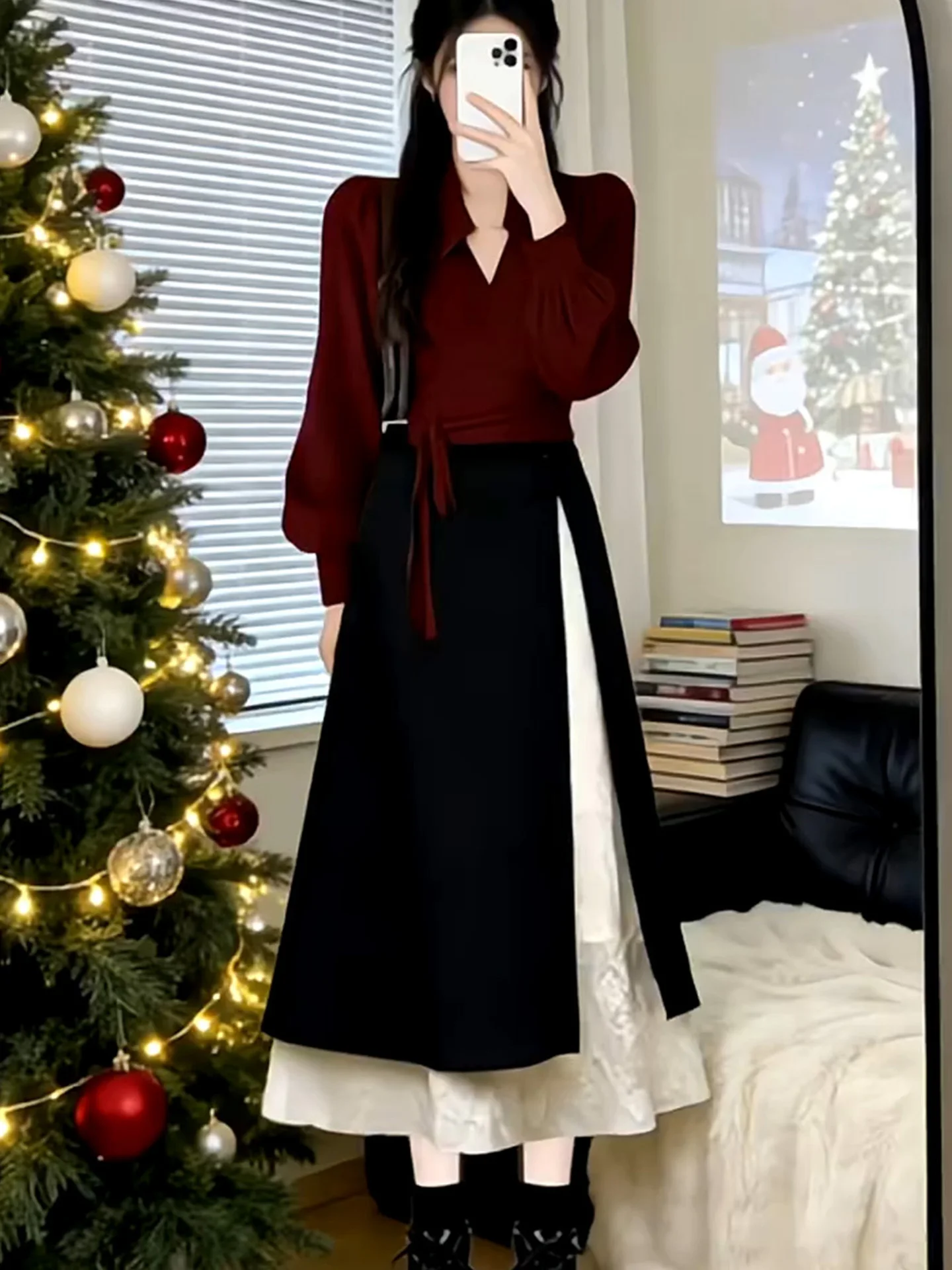 

Sexy Red Knitted Sweater And Skirt Set Women's Faion Spring Outfit High Waist Slim Fit Long Sve irt Sle Ensemble