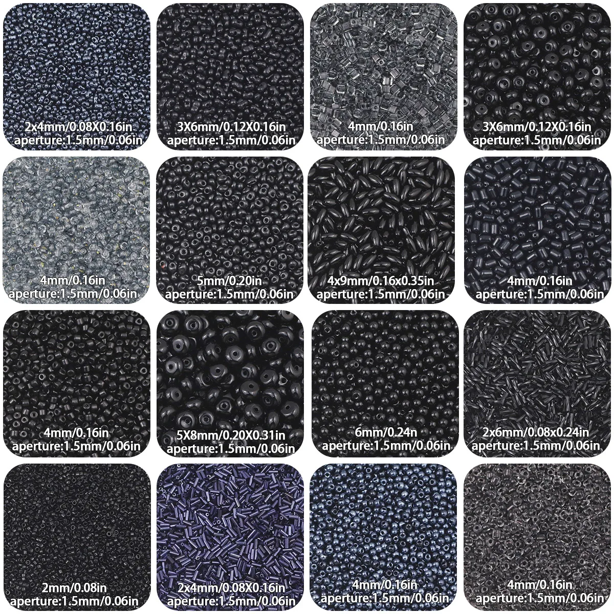 4-9mm Black Peanut Square shape Glass Spacer Loose Seed Beads For Making Bracelets Necklace DIY Jewelry Accessories Finding