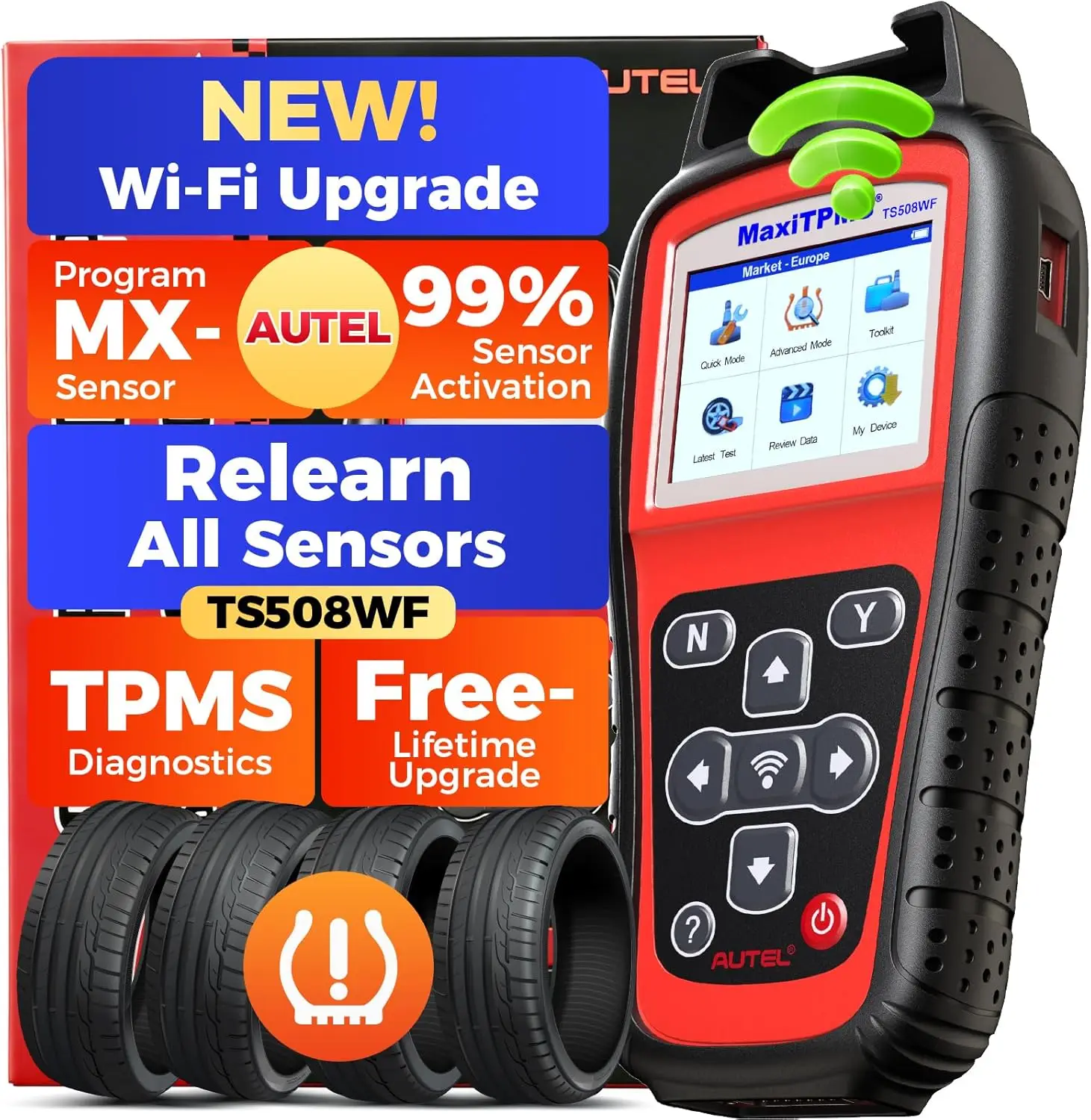 Autel MaxiTPMS TS508WF WiFi TPMS Programming Tool Wireless Car Diagnostic Service Activate Relearn Reset Program All Sensors