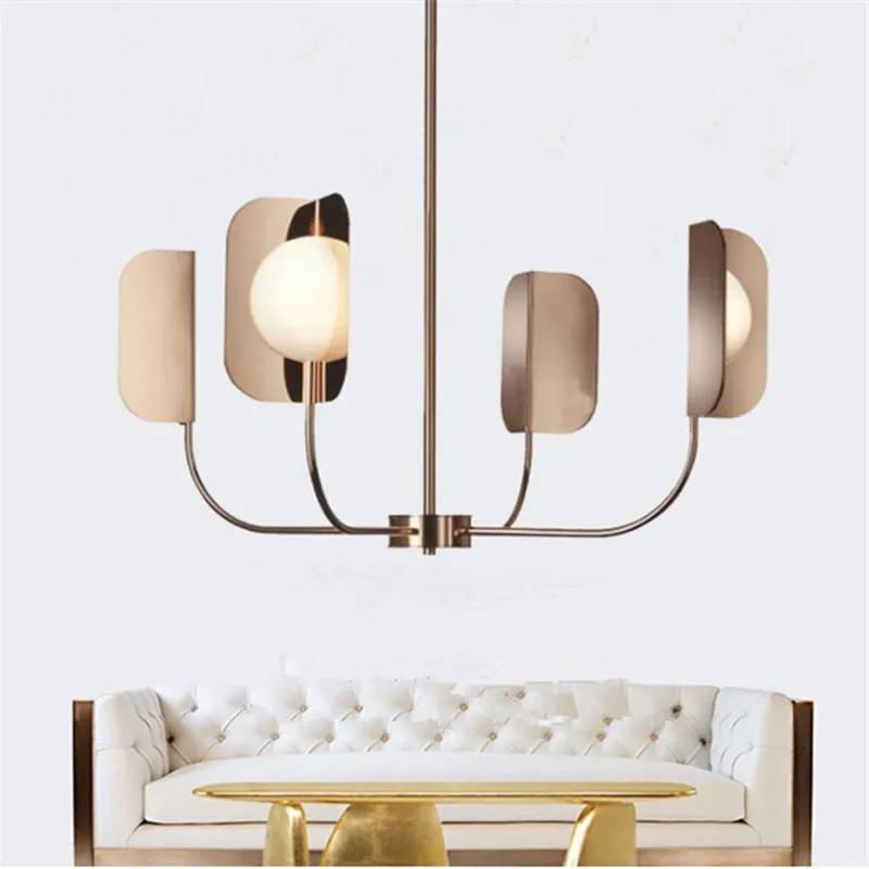 

Leaf Chandelier LED Glass ball Chandelier Metal Leaves Rose Gold Ceiling Chandelier For bedroom living room luxury dining lamp