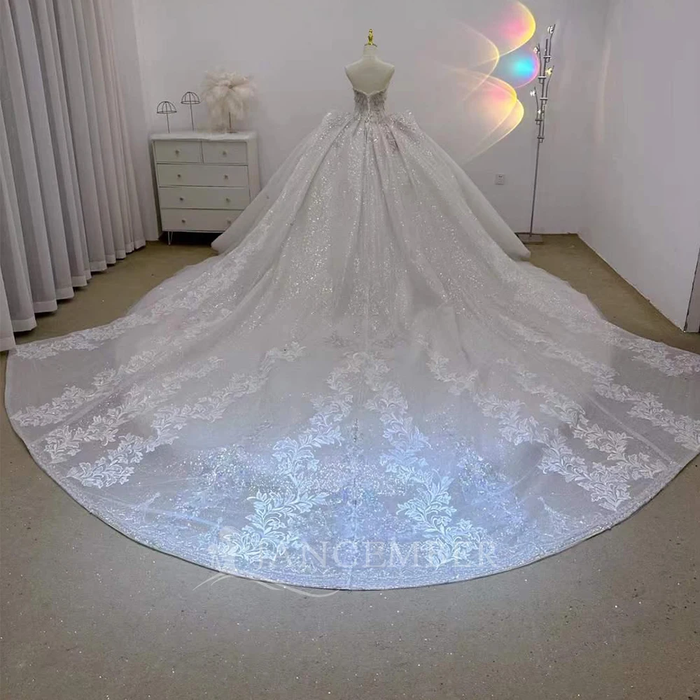 فستان زفاف منفوش بدون أكمام من الأورجانزا فساتين العروس مخصصة مطرز فستان زفاف العلامة التجارية الجديدة قطار المحكمة فيستدوس دي نوفيا #2