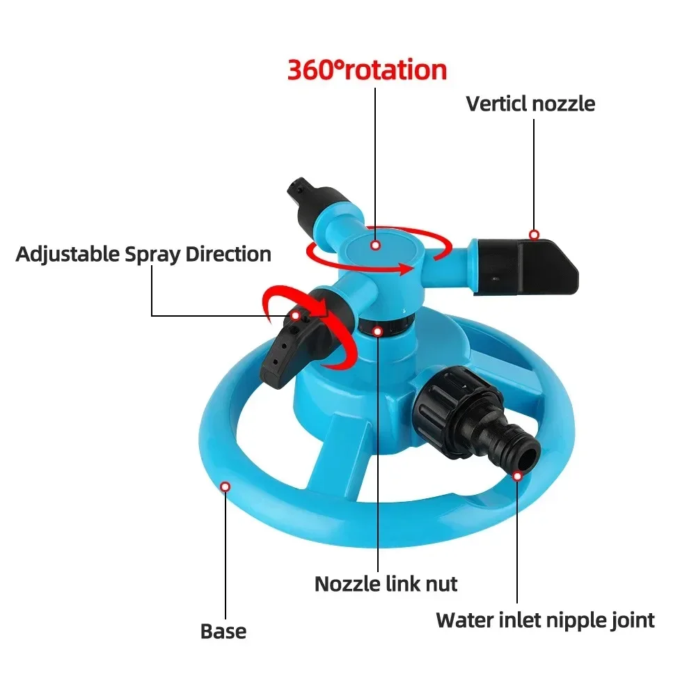 Boquilla rociadora giratoria automática de 360 grados, rociador de agua para jardín y césped, suministros de riego