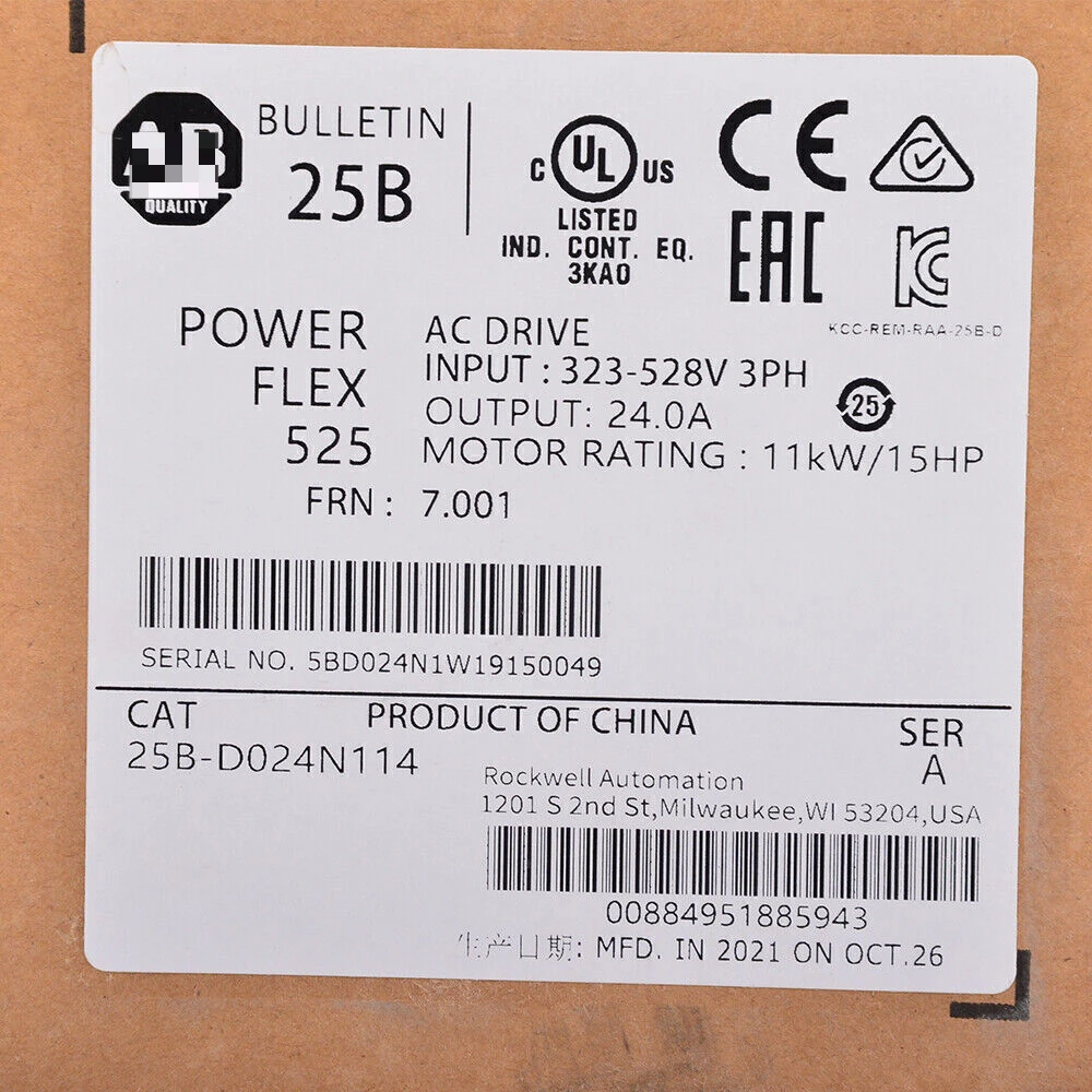 25B-D024N114 PowerFlex 525 AC Drive 11kW 15Hp Factory Sealed