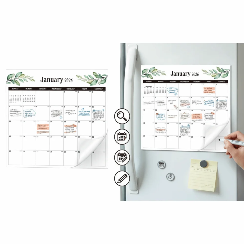 Large Format Magnetic Calendar Magnetic Design Daily Planning Refrigerator Calendar Monthly View Wall Planner Kitchen Use