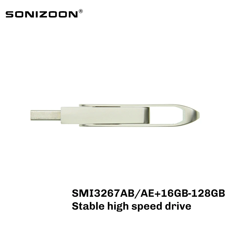 TEN-unidad Flash USB giratoria de Metal, PenDrive de alta velocidad estable con logotipo personalizado, SMI, 16GB