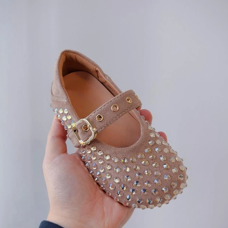 Claladoudou-Chaussures pour Fille, Strass Scintillants, à Essence, Argentées, pour brev, Ballet, Princesse, pour Automne