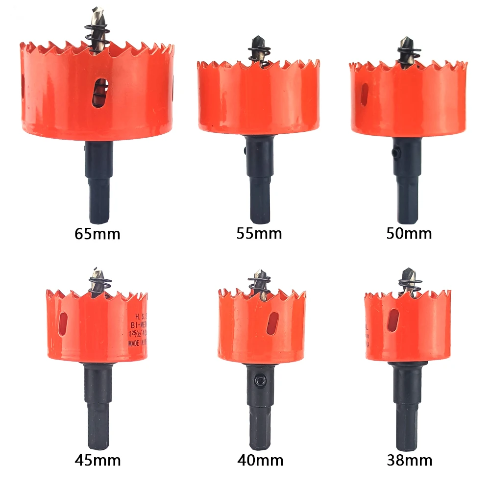 6Pcs 38-65mm M42 Bi-Metal Hole Saw HSS Drill Bits Drilling Crown for Metal Iron Aluminum Stainless Wood Cutter Tools