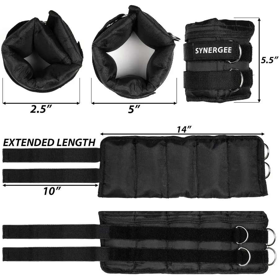 مجموعة أوزان معصم الكاحل القابلة للتعديل من Synergee Comfort Fit مكونة من 2 لتدريبات اللياقة البدنية وإعادة التأهيل متوفرة بوزن 5 رطل #3