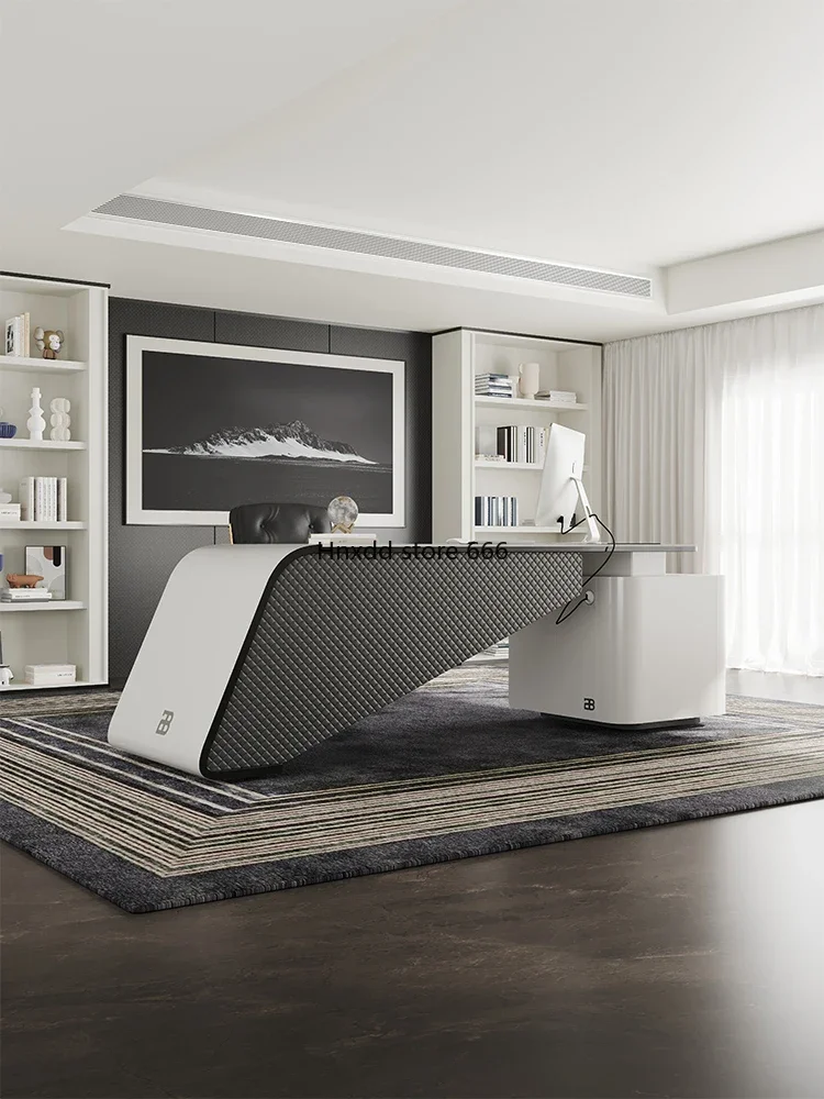 Italian light luxury modern study rock slab computer desk