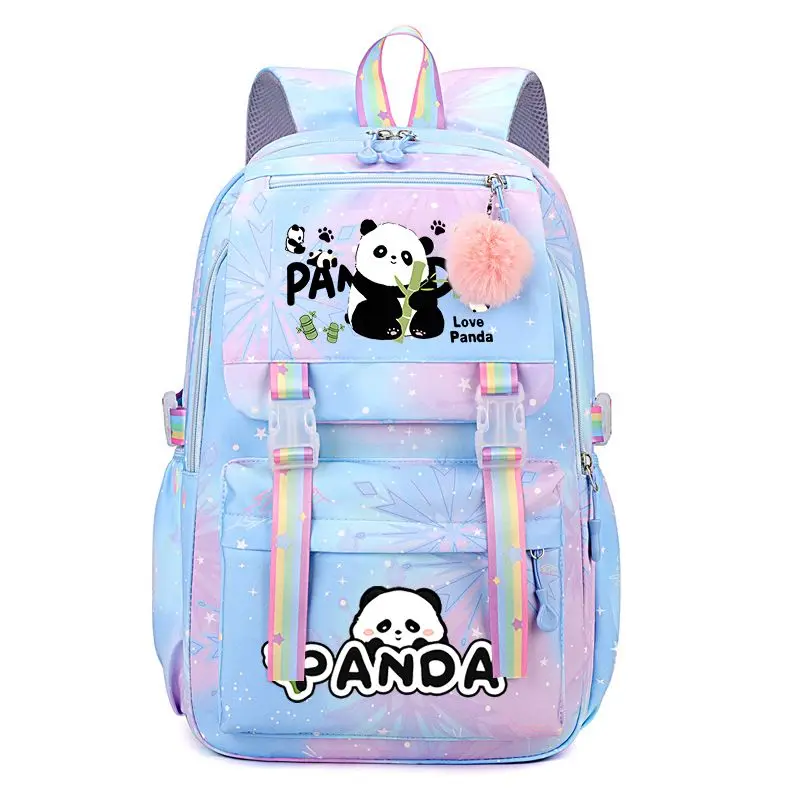

Panda He Hua Cartoon Backpack Fashion Ribbon Large Capacity Student Schoolbag Boys Girl School Bag Trend Outdoor Travel Backpack