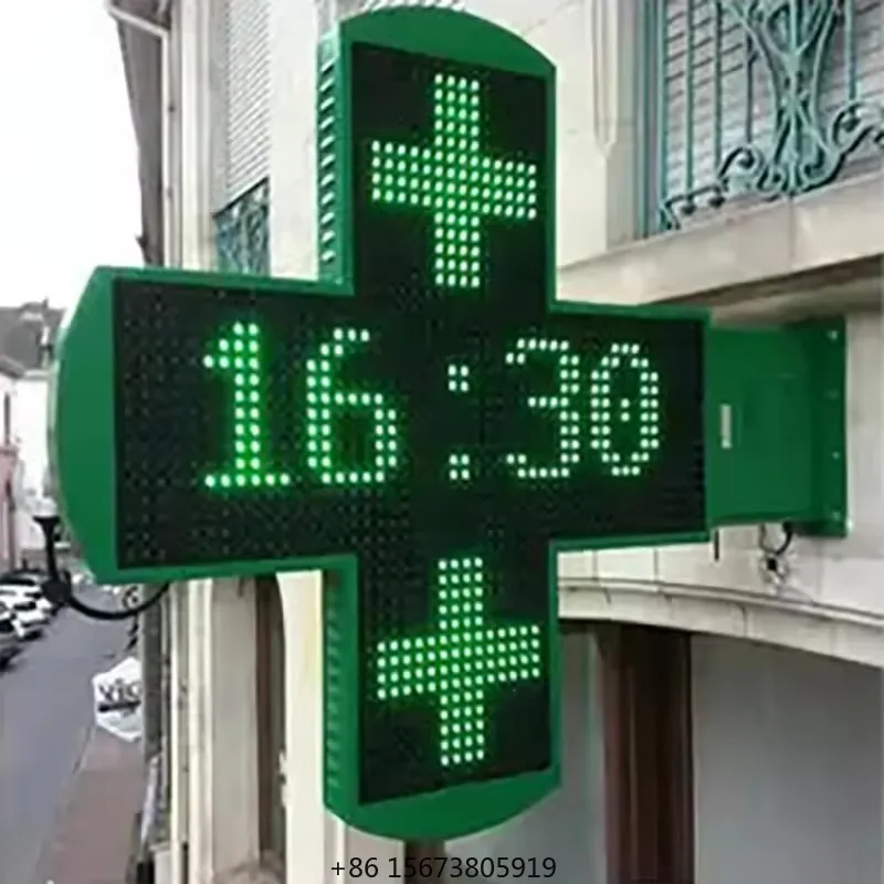 High Quality Outdoor High Brightness Double Side Waterproof Full Color LED Cross Sign  for Pharmacy Store