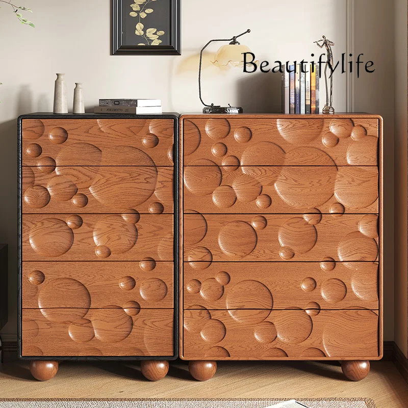 Medieval solid wood chest of drawers French wall locker Multifunctional household creative bubble cabinet Large capacity bucket