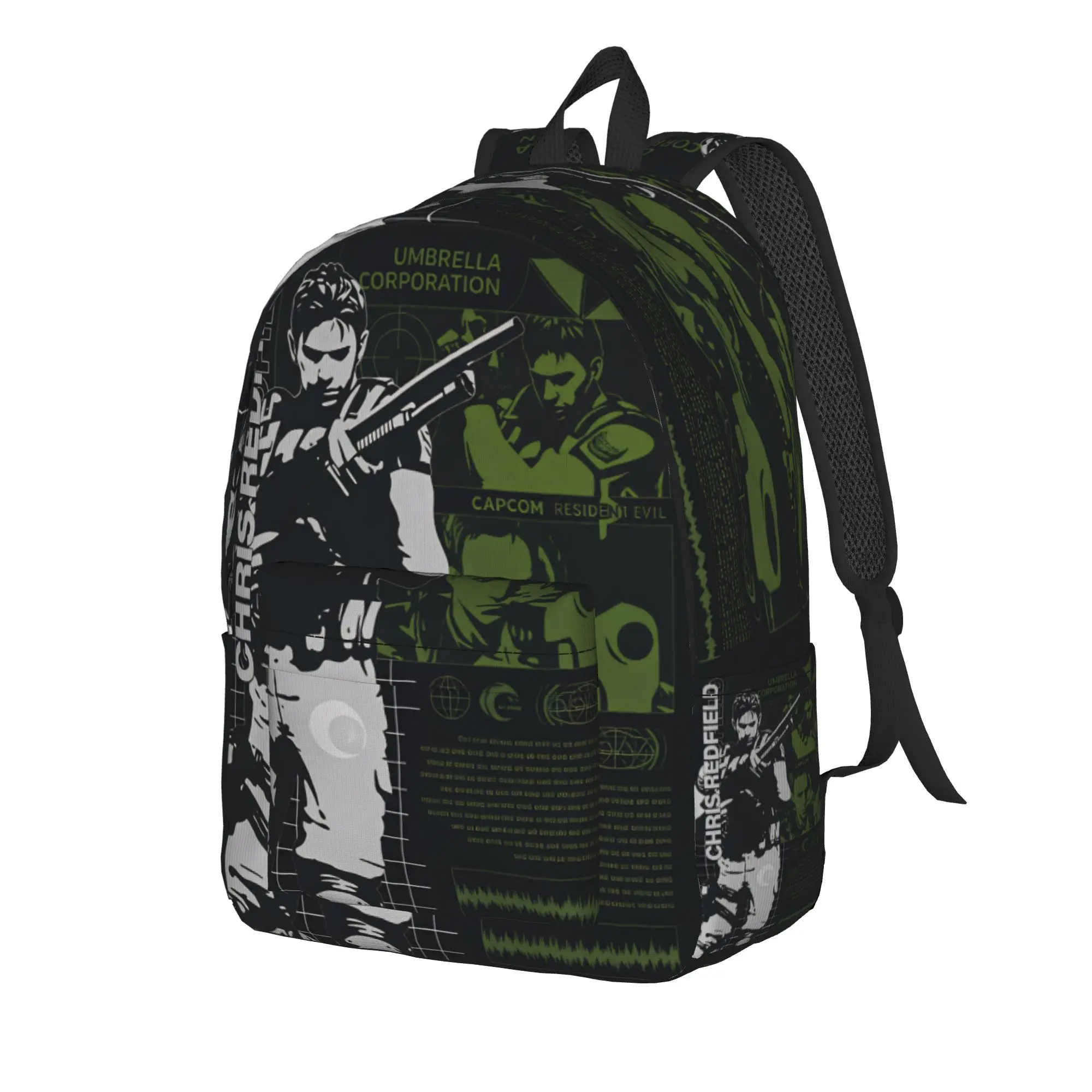 Chris Redfield Resident Evil Backpack  Male Polyester Cycling Backpacks Pattern Kawaii School Bags Rucksack