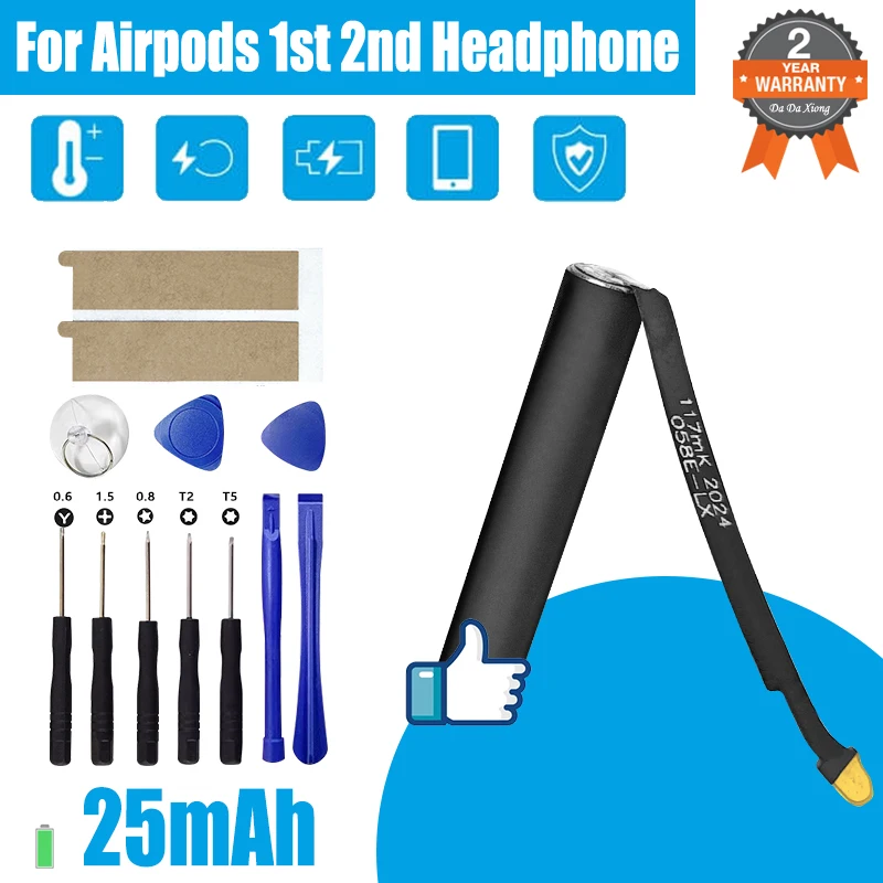 

Replacement Battery A1604 For Airpods 2nd A1604 A1602 A1523 A1722 A2032 A2031 Earphone Bluetooth + Free Tools