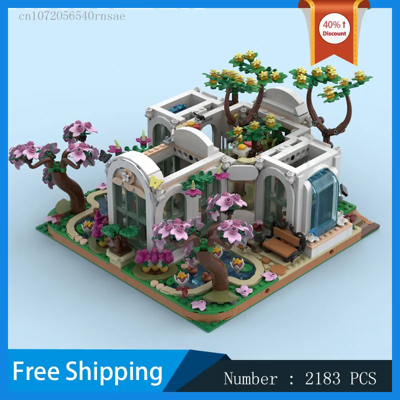 Giardino botanico MOC Building Blocks Architettura urbana Paesaggio Modello Mattoni fai da te Regalo di Natale Paesaggio stradale Giocattoli di assemblaggio