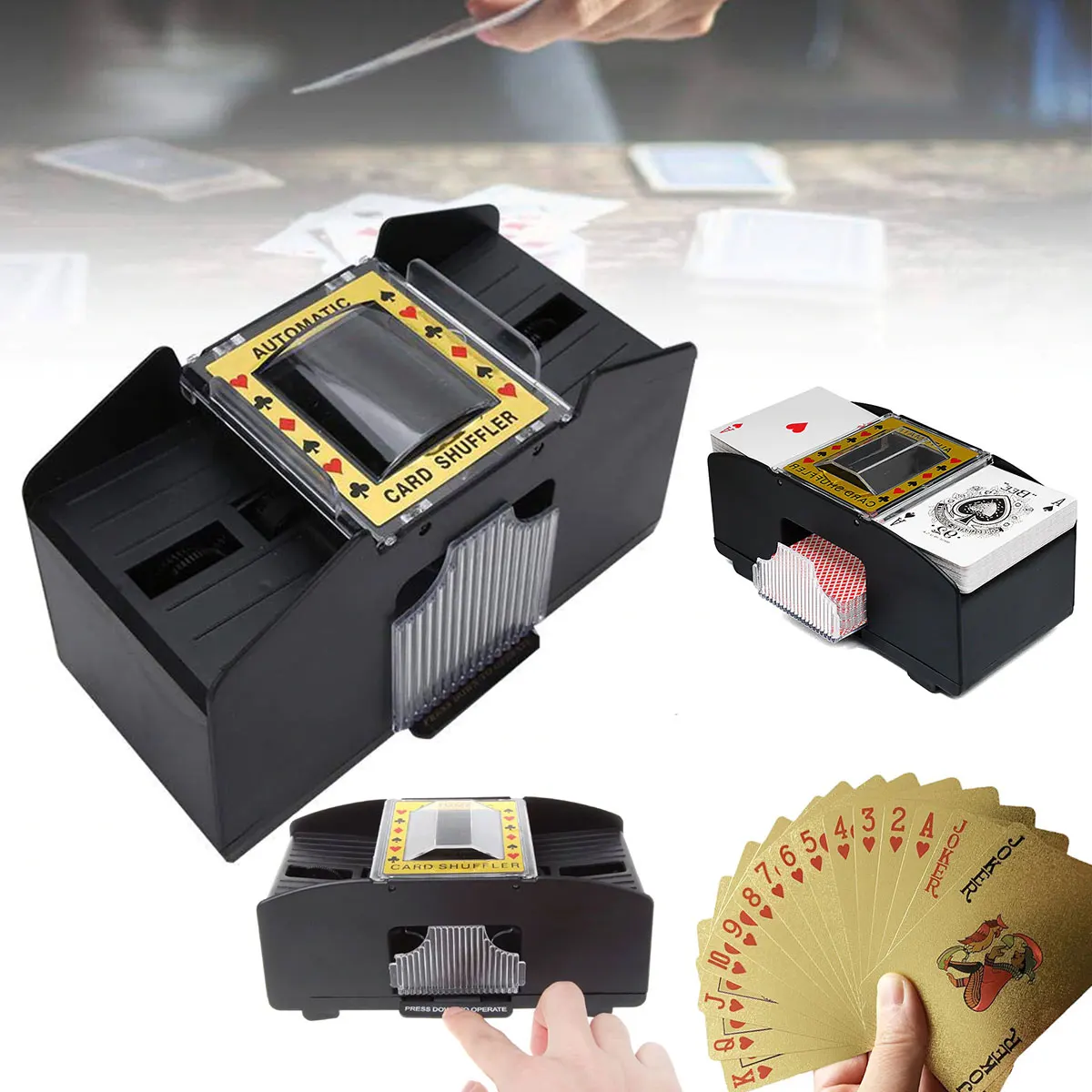 Automatic Card Shuffler Mixer Deck For 2 Decks Traditional Size Deck Works With 4 Batteries AA Poker Casino