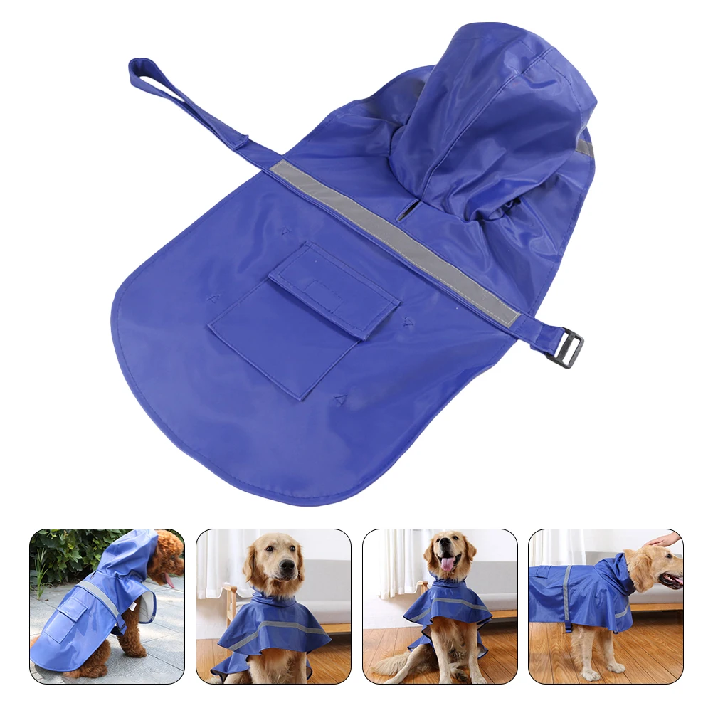 

Waterproof Dog Raincoat Pet Rainwear Small Medium Dogs Puppies Pu Material Adjustable Poncho Sweatshirt Reflective Strip