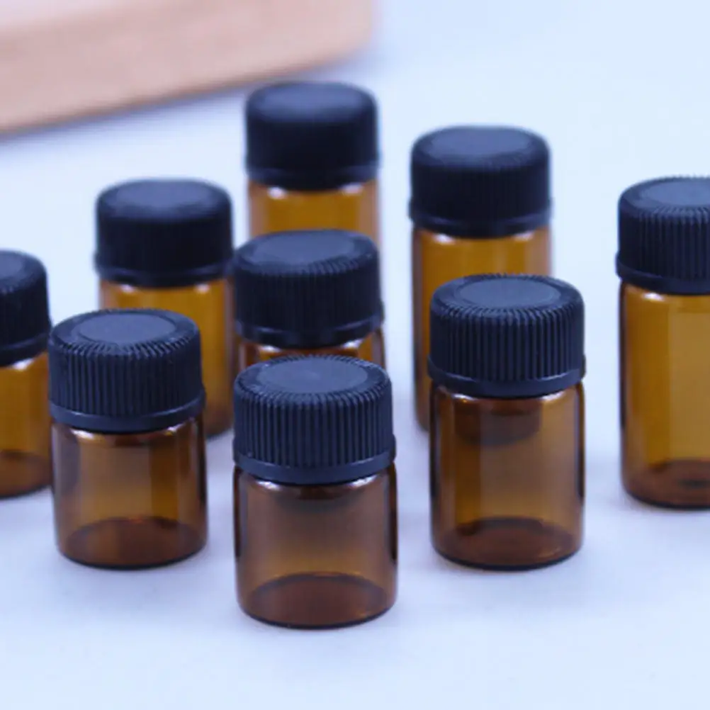 24Pcs Glass Essential Oil Bottles Perforated Plug Reagent Brown Travel Friendly Leak Proof Sub Packaging Bottles view 3