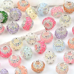 1.7x1.5cm 4pcs Random Color Mix Floral Inlay Flatback Acrylic Beads Diy Necklace Bracelet Jewelry Cute Gift Accessories