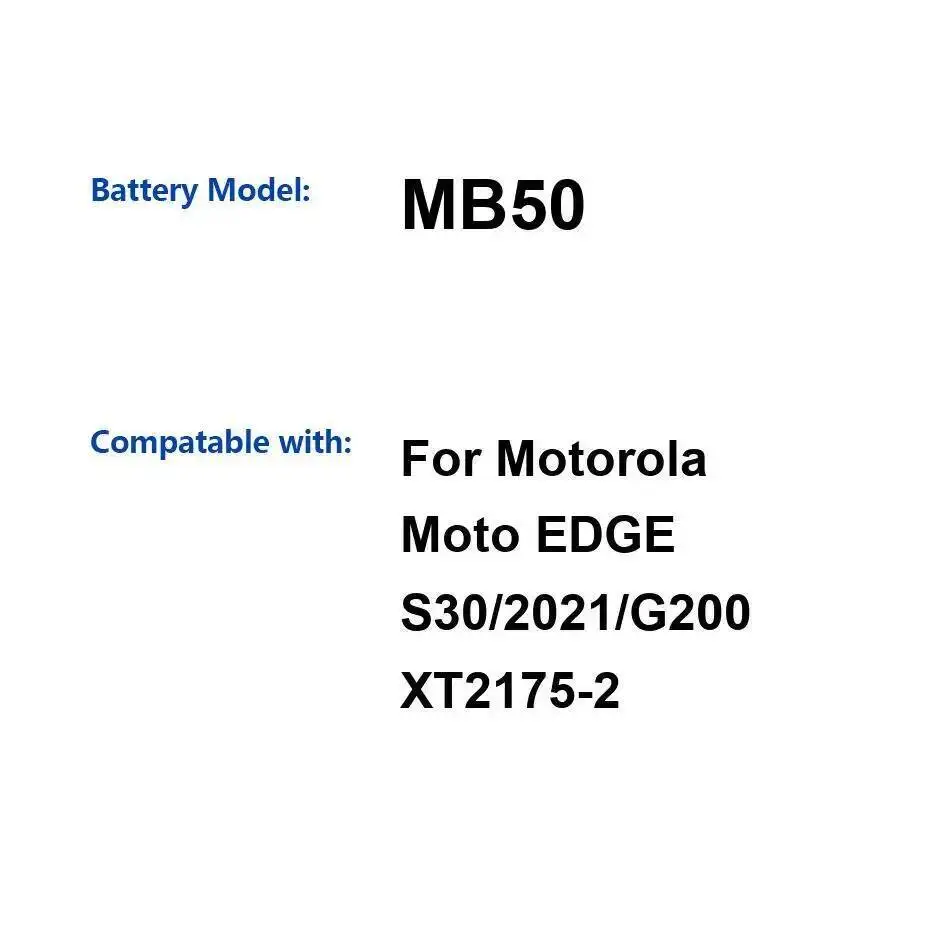

High Compatibility Mobile Phone Battery For Motorola Moto Edge S30 2021 G200 XT2175-2 MB50 5000Mah Durable