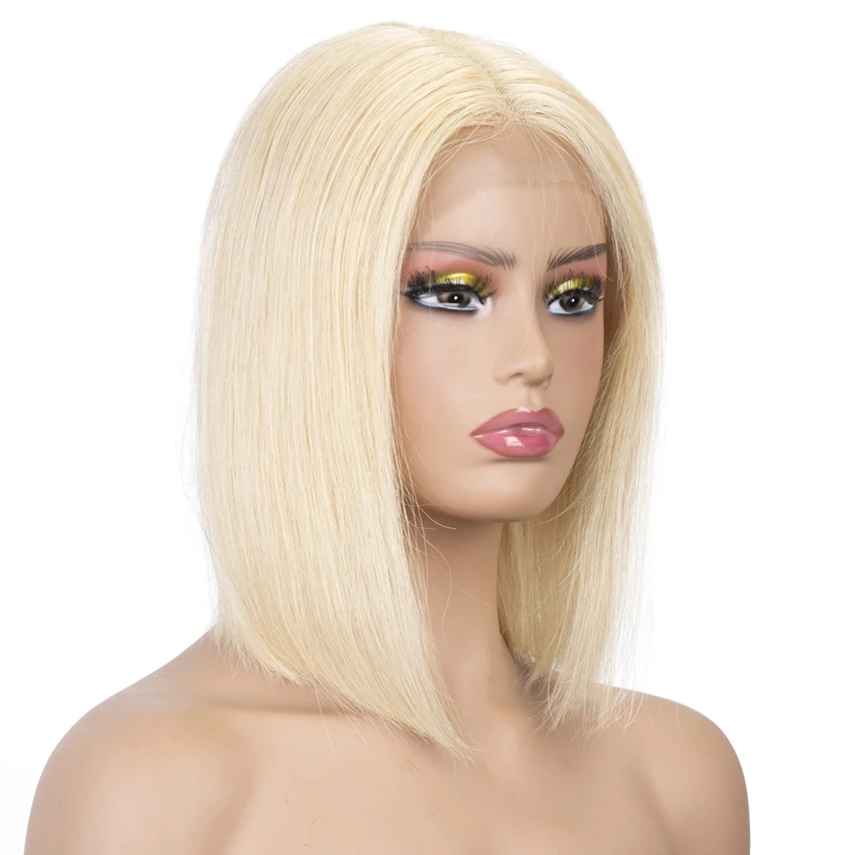 Schlanke blonde kurze Bob Echthaar Perücken für Frauen 13x6x1 Spitze vorne remy brasilia nische Haar Perücken gerade Spitze Perücken