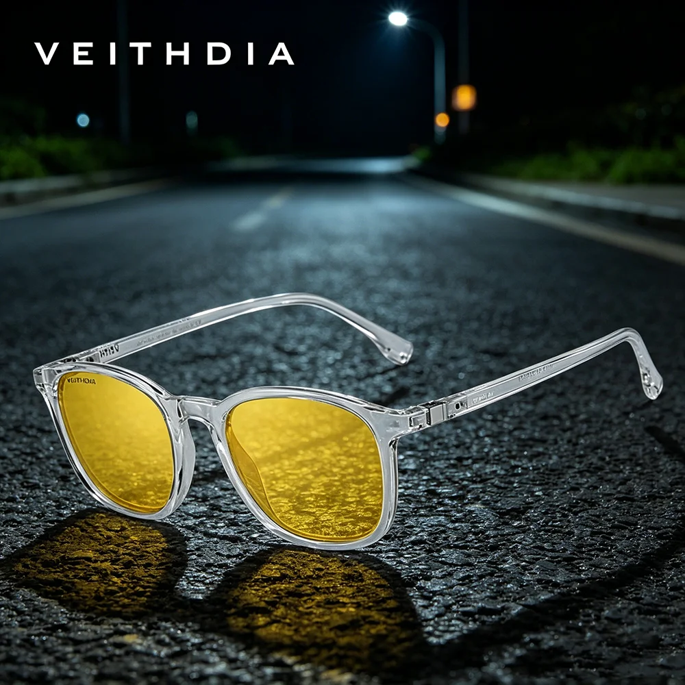 VEITHDIA Men‘s Sunglasses TR90 Frame Eyeglasses Night Vision Polarized Lens Eyewear Male Driving Sun Glasses For Women V075T20