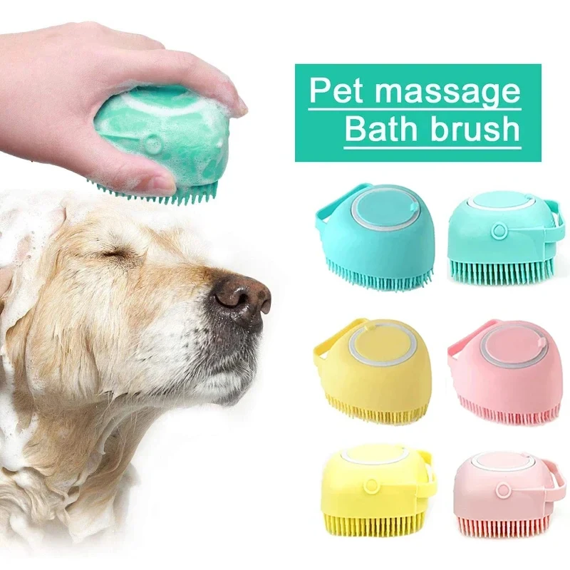 Bathroom Puppy Big Dog Cat Bath Massage Gloves Brush Soft Safety SiliconeGrooming Scrubber For Bathing Short Hair