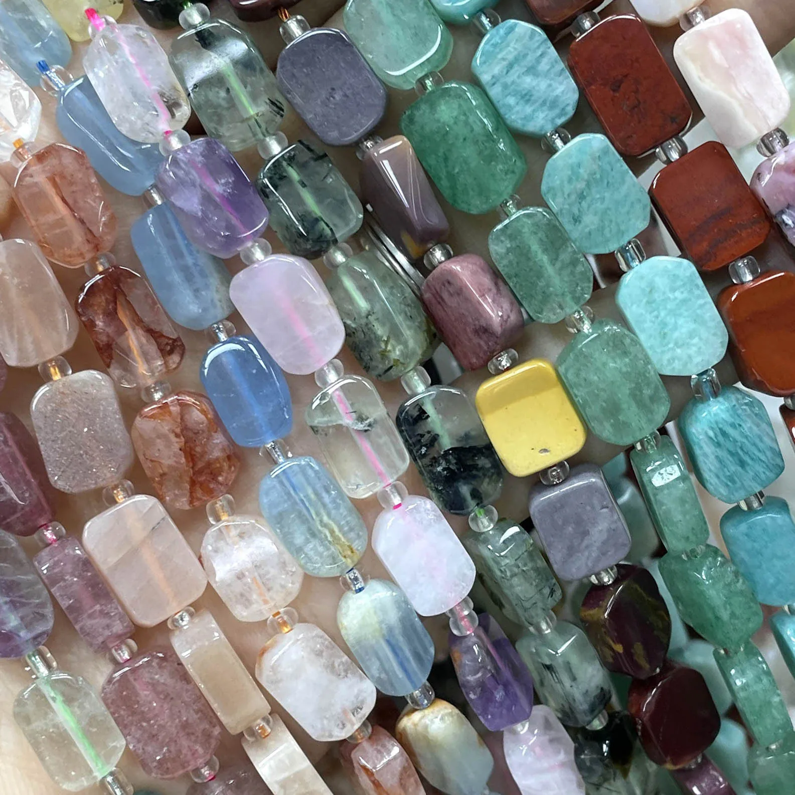 Natural Stone 8X12MM Special Flat Rectangle Amazonite Citrine Quartz Spacer Beads For Jewelry Making Diy Bracelet Accessories