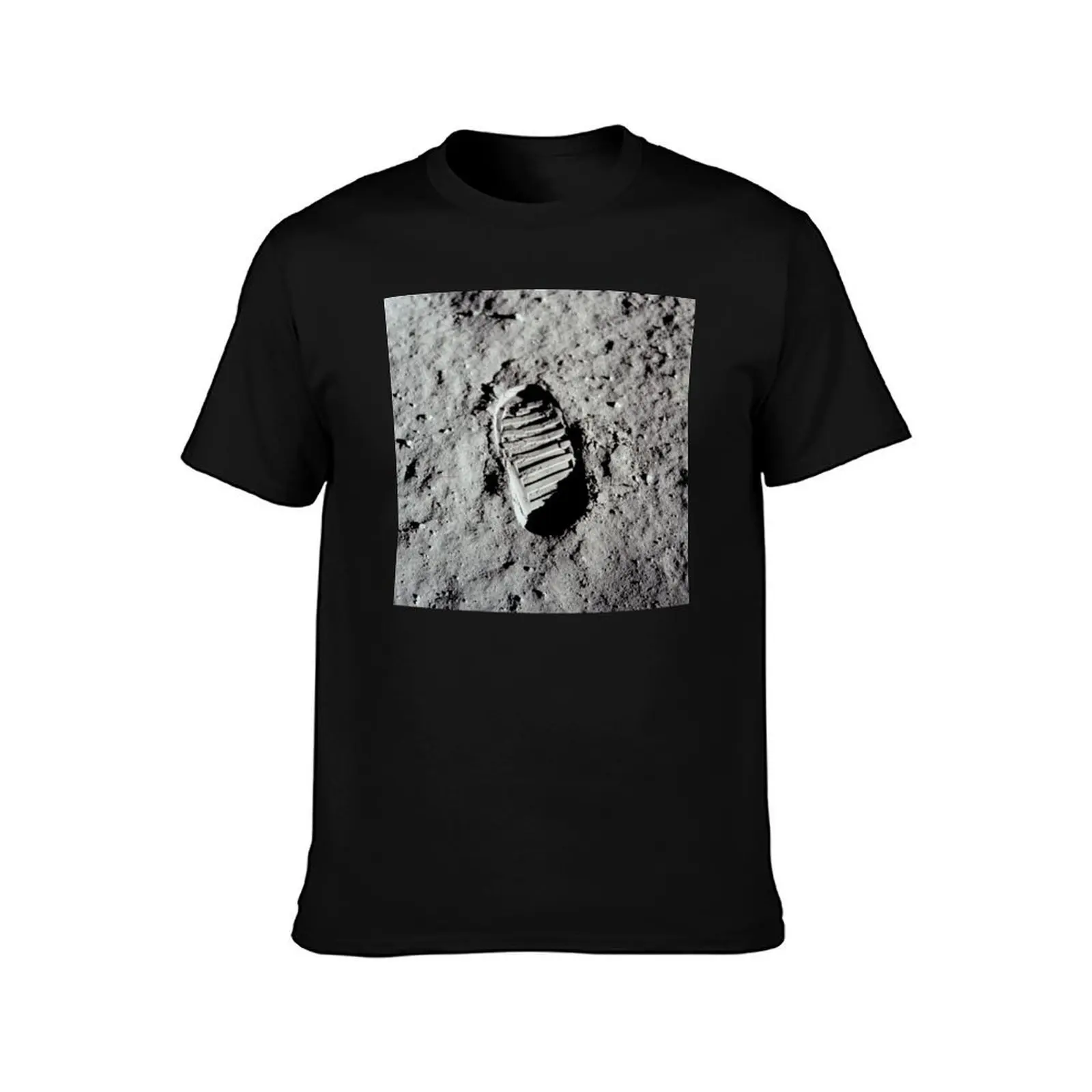 Footprint on the Moon by Buzz Aldrin Apollo 11 T-Shirt, Summer Casual Cotton Tee, Oversized Streetwear Tops, Unisex Men Women