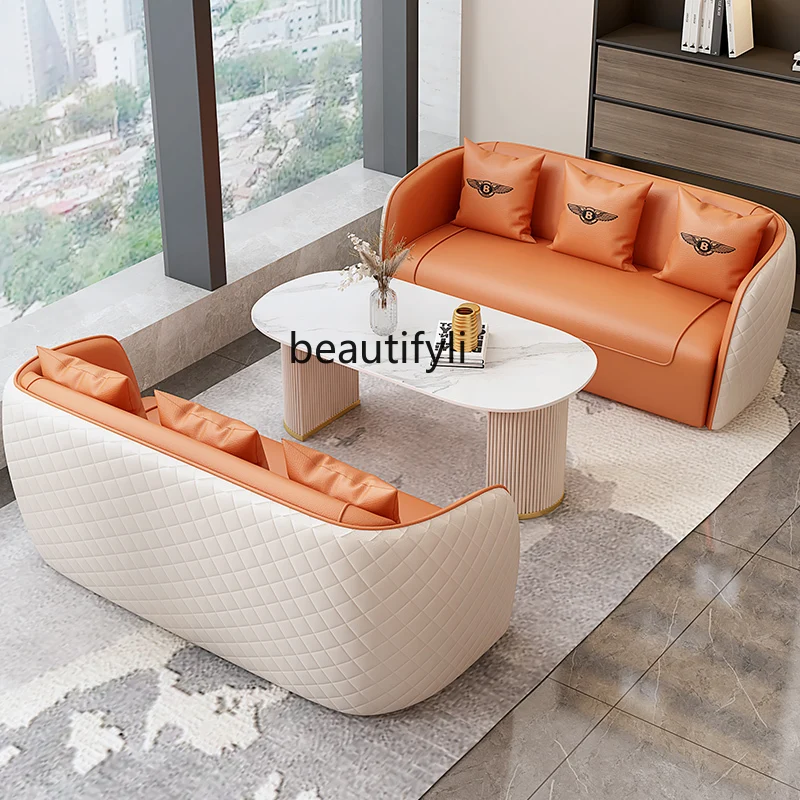 Nordic Light Luxury Hotel Lobby Business Deck Sofa Reception Sofa Table and Chair