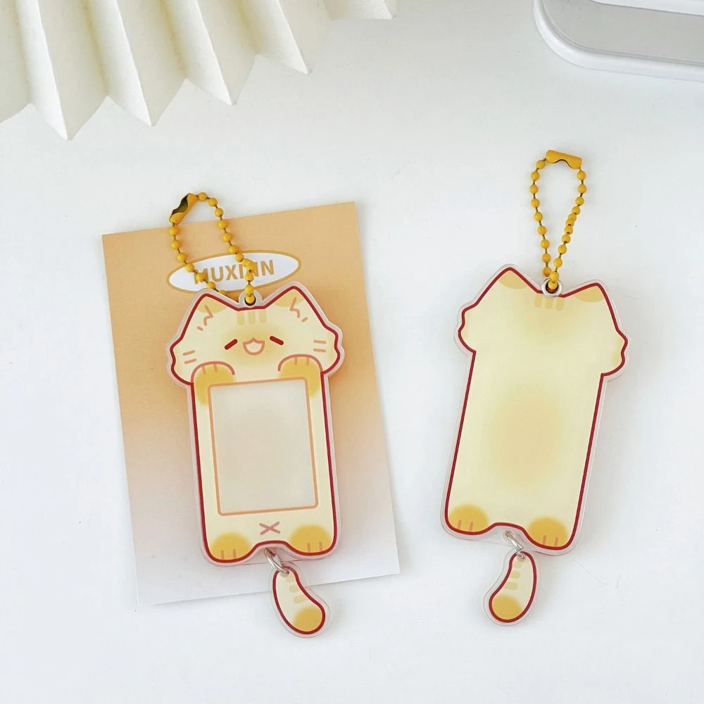 Keychain Kawaii Photocard Holder Animal Theme Acrylic Schoolbag Pendant Idol Creative Photo Protector Case