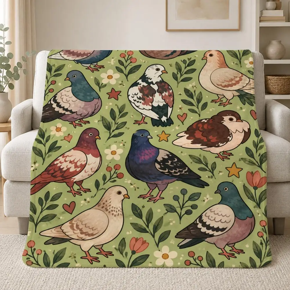 Bohemian Bird Pattern Bohemian Bird Print Quilted Throw Soft Plush Flannel Throw Blanket Sofa Bed Travel Home Decor