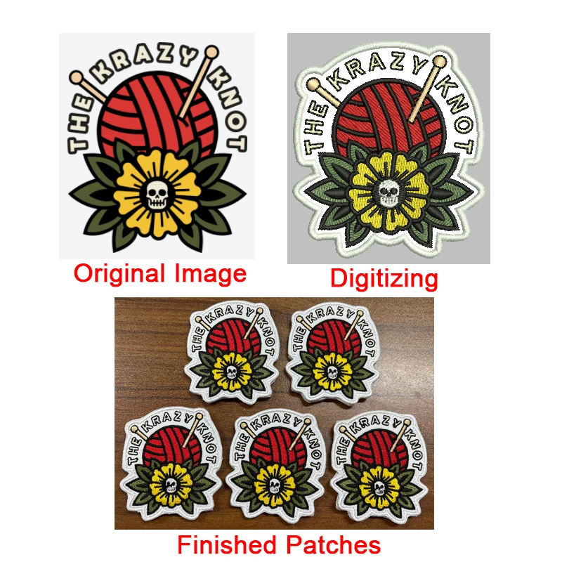 Personalisierter Retro-Aufnäher mit besticktem Totenkopf-Blumen-Logo zum Aufbügeln auf Kleidung, Klettverschluss für Jeansjacken, DIY – Detail 5