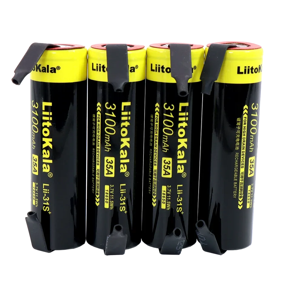 1-6PCS New LiitoKala Lii-31S 18650 Battery 3.7V/4.2V Li-ion 3100mA 35A Power battery For high drain devices+DIY nickel