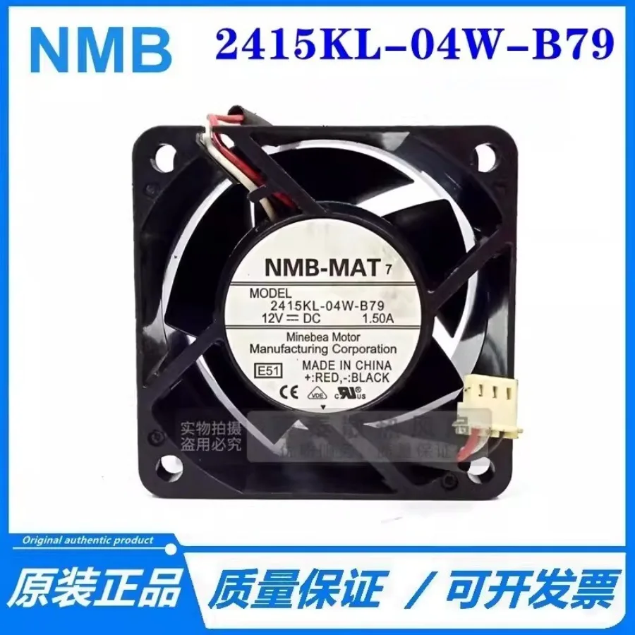 For NMB 2415KL-04W-B79 6038 DC12V 1.50A 6CM 3-Pin Silent Cooling Fan