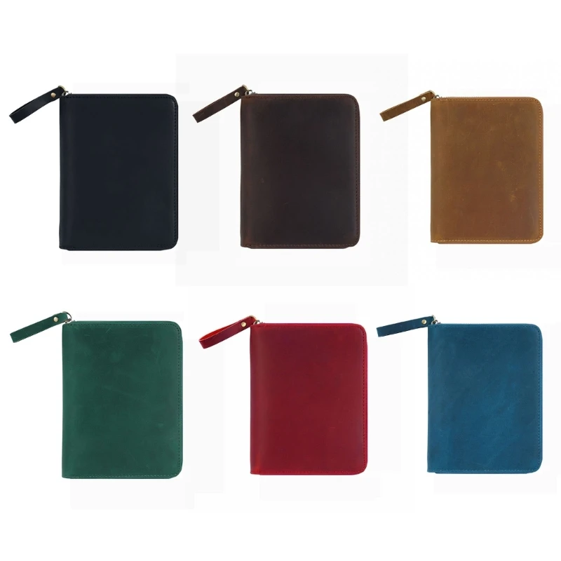 Leather Cover Zippered for 3.5x5.5Inch Pocket Field Notebook Small Notepads